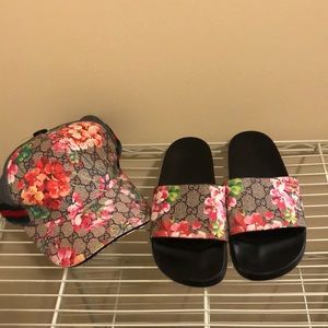 Hat and slides together a set .